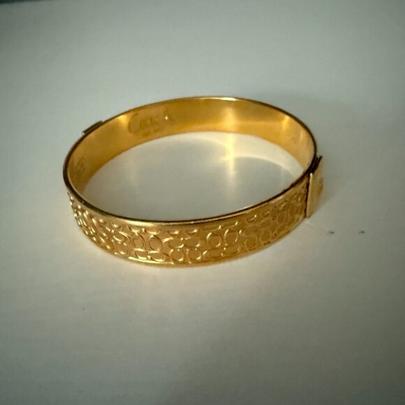 Coach Signature C Gold Bangle Bracelet - Picture 3 of 4